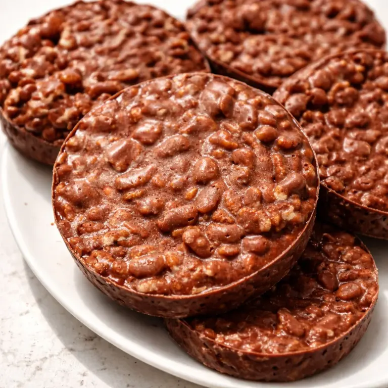 Delicious no-bake Chocolate Peanut Butter Rice Krispie Cups topped with chocolate drizzle.