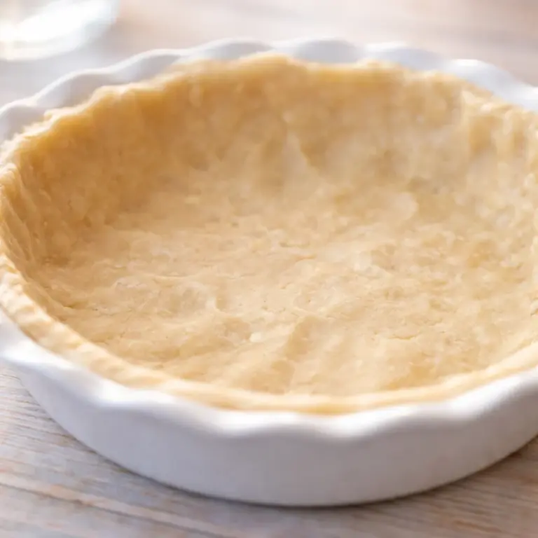 Simple no fuss pie crust ready in 5 minutes without a rolling pin.