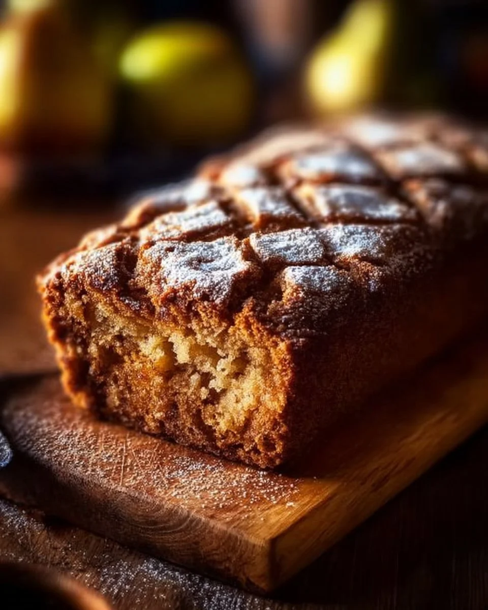 Freshly baked Cinnamon Apple Bread with a caramelized apple topping