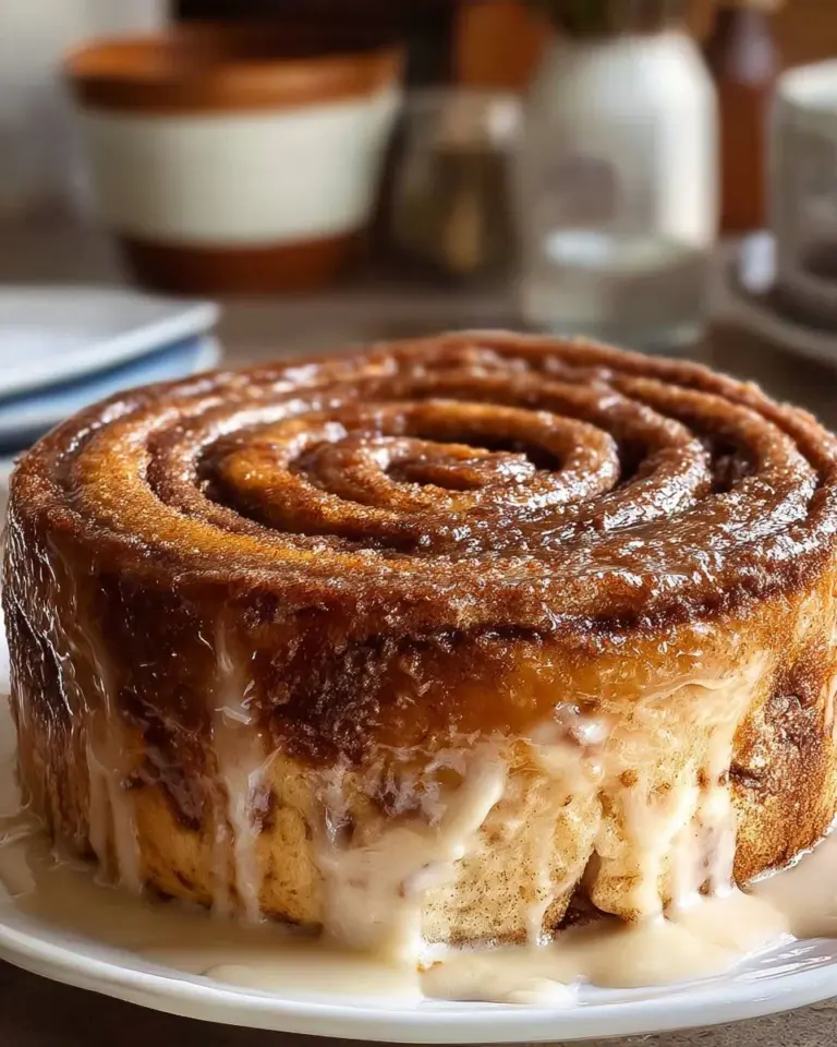 Cinnamon roll cheesecake slice with a honeybun topping on a plate