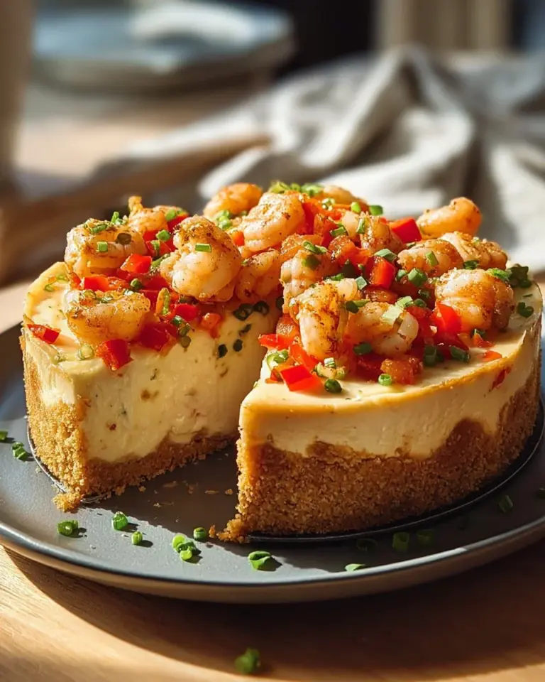 Crawfish cheesecake topped with crawfish beurre blanc served elegantly on a plate.
