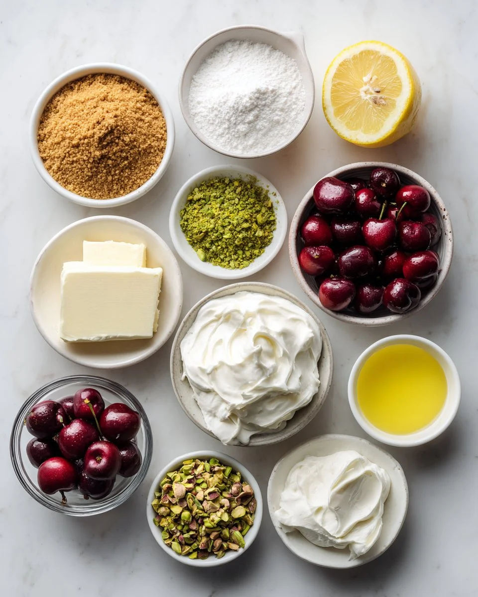 Luscious Lemon-Lime Cherry Pistachio Cheesecake