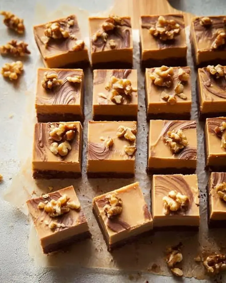 Delicious homemade maple nut fudge topped with chopped nuts on a white plate.