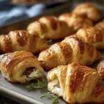 Delicious Rotel sausage and cream cheese crescents baked golden brown.