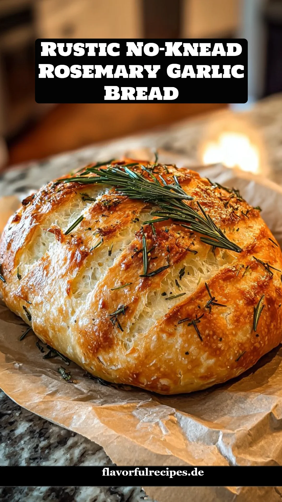 Rustic No-Knead Rosemary Garlic Bread