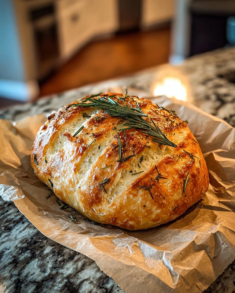 Rustic No-Knead Rosemary Garlic Bread