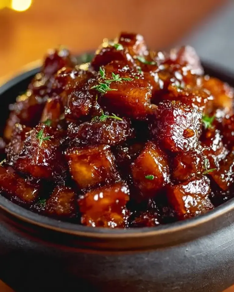 Smoky Bourbon Bacon Jam in a jar, a gourmet spread for appetizers.