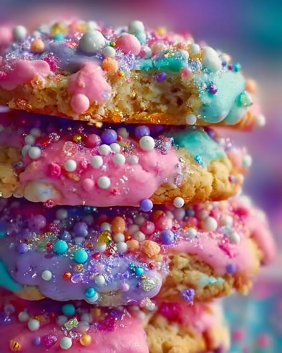 Colorful Unicorn Poop Cookies with sprinkles and vibrant icing